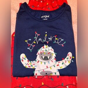 Cat & Jack Yeti SHINE BRIGHT Christmas pajamas Size Large 10/12